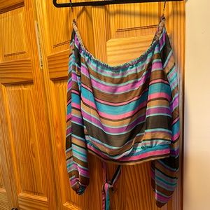 Multi Color Crop Top with Knot Detail in Back Sz L